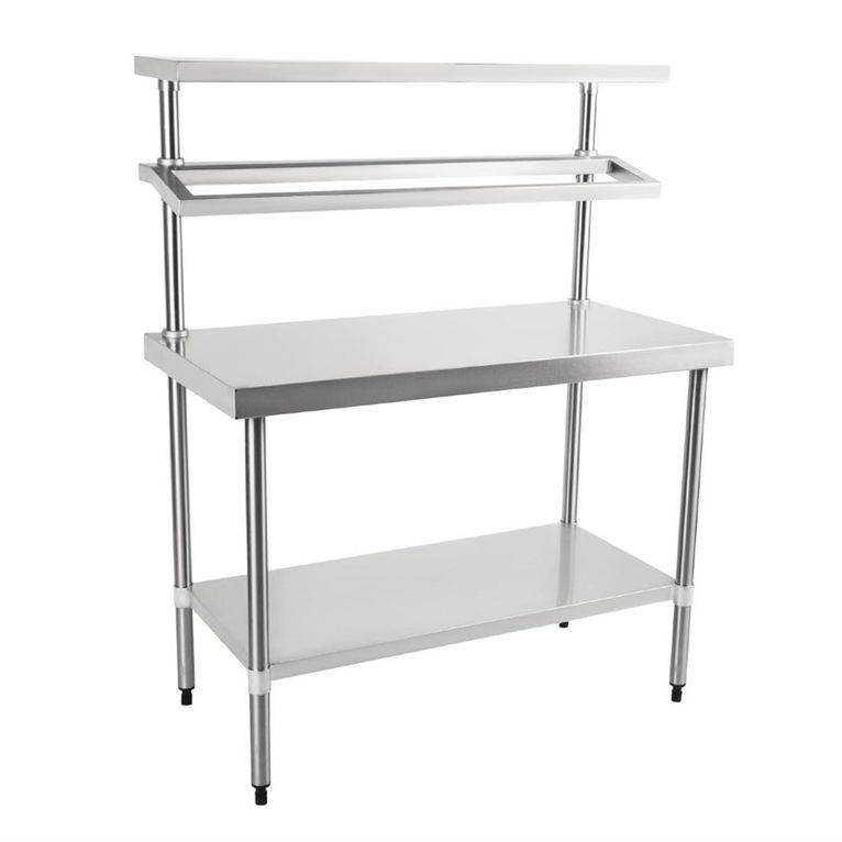 Grande table de préparation inox avec support bacs