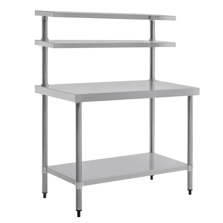 Table inox avec 2 étagères supérieures Vogue 1800m