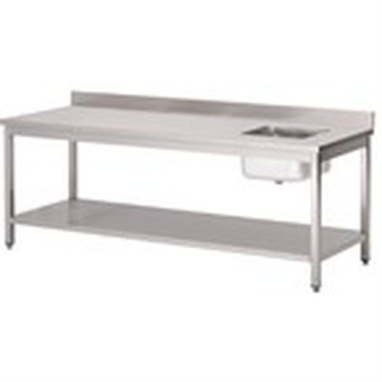 Table d'entrée lave-vaisselle inox avec bac à droi