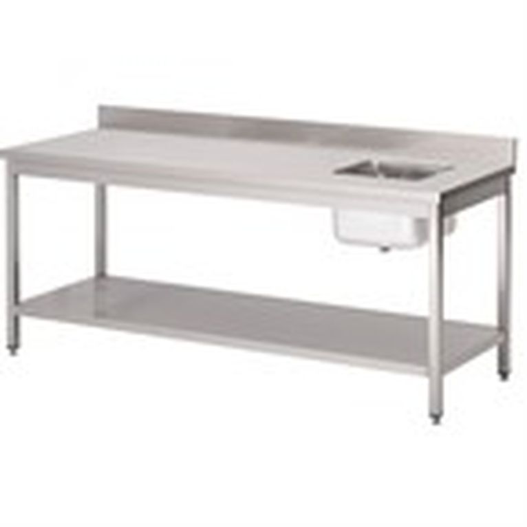Table du chef avec bac à droite et dosseret Gastro