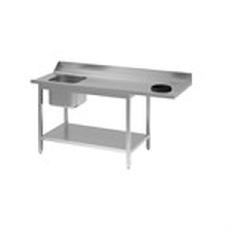 Table d'entrée lave-vaisselle inox avec bac à gauc