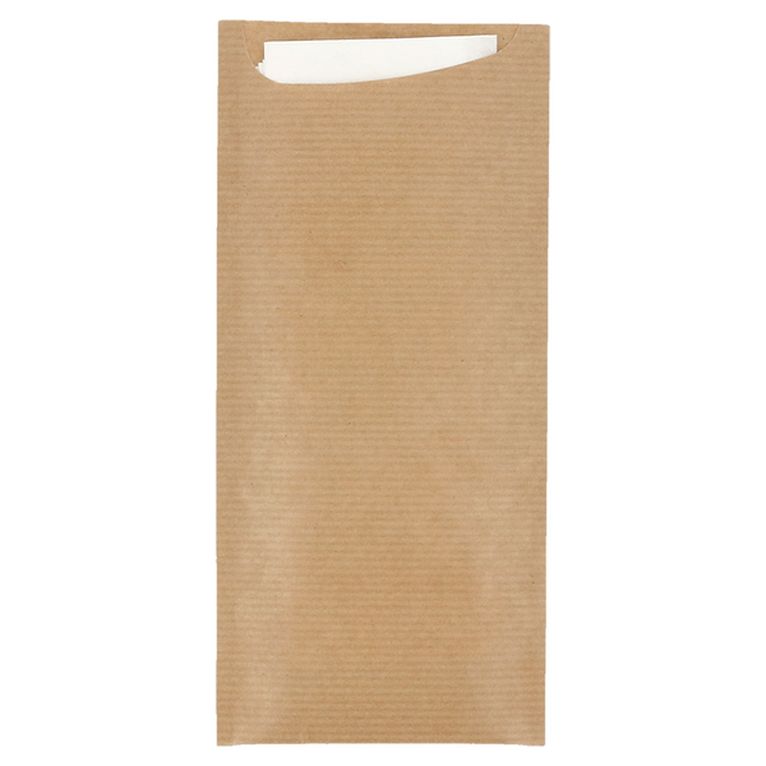 Sachet à couverts KRAFT - Serviette Blanche - Dimension 33x40cm - Paquet de 250