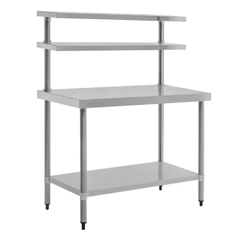 Table inox avec 2 étagères supérieures Vogue 1200m