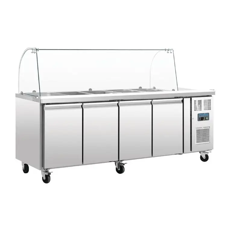 Comptoir de préparation réfrigéré GN avec pare-hal