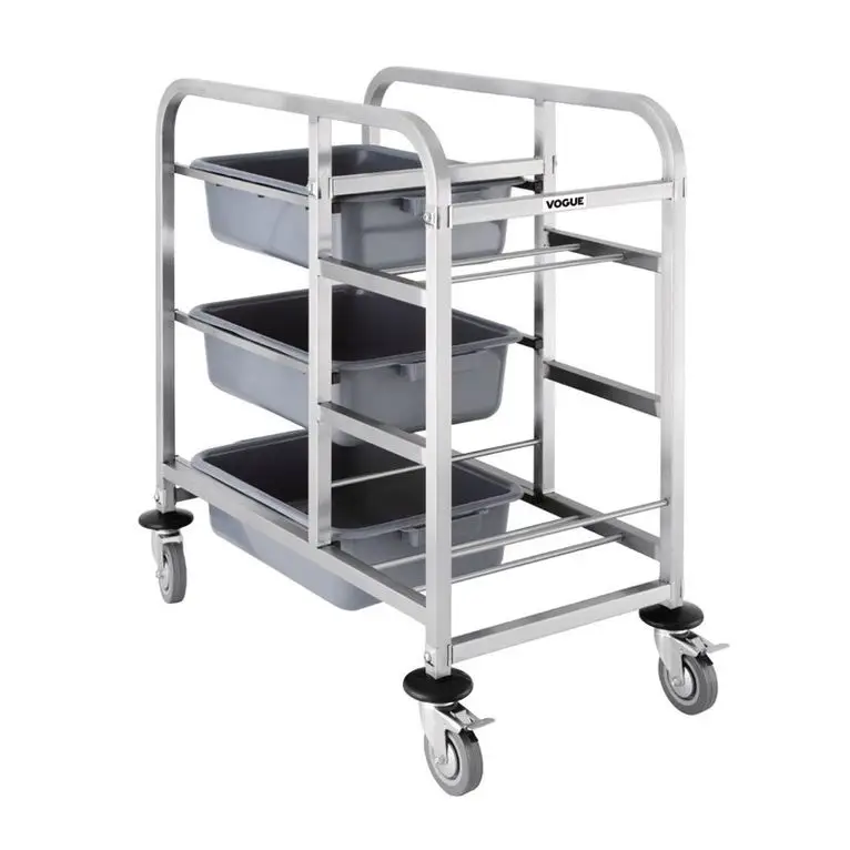 Chariot de cantine en acier inoxydable Vogue