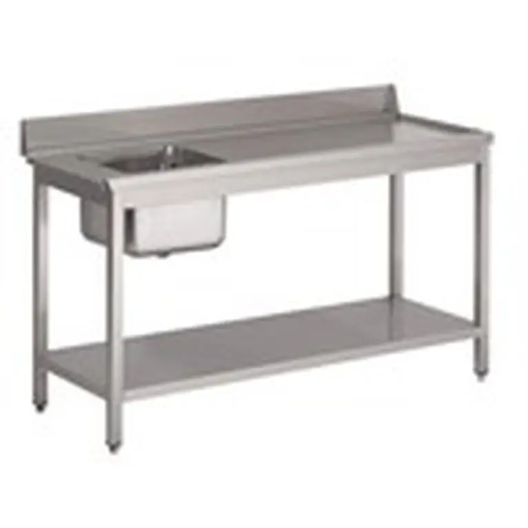 Table d'entrée lave-vaisselle inox avec bac à gauc