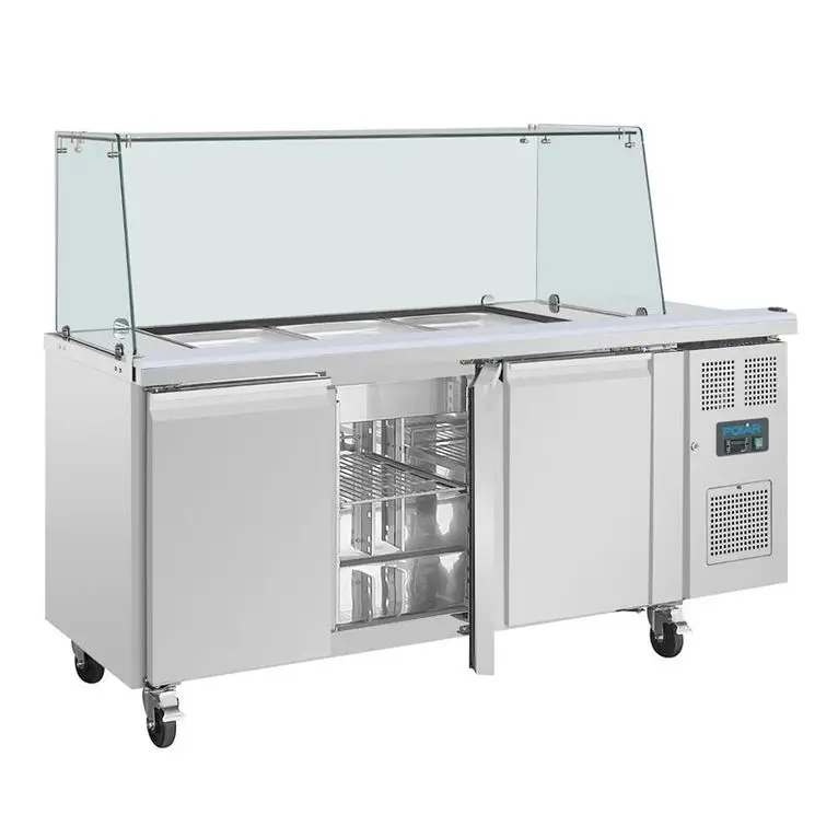 Comptoir à salade GN avec pare-haleine carré Polar