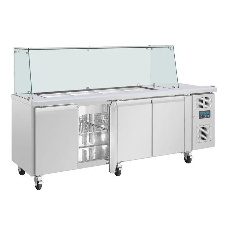 Comptoir à salade GN avec pare-haleine carré Polar
