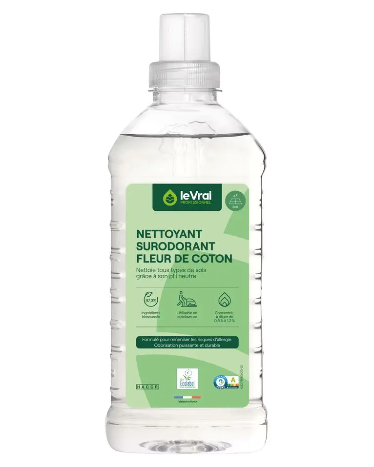 VRAI PRO FLEUR DE COTON 1L NETTOYANT SURODORANT PERLE D'EAULitre