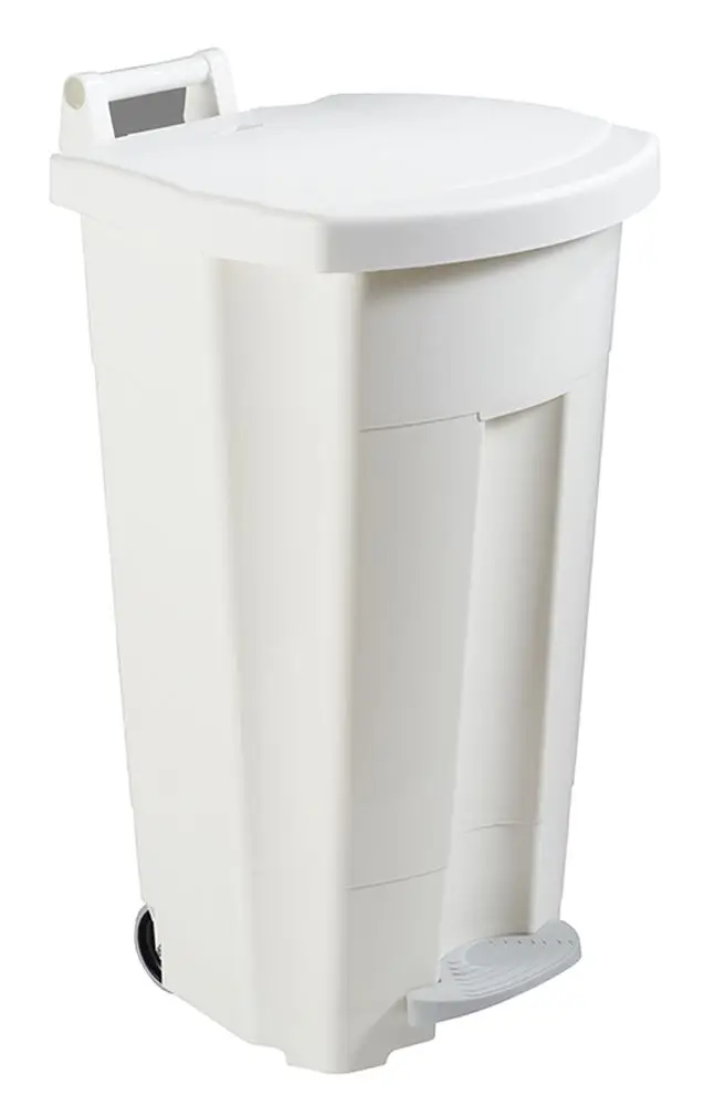 Poubelle mobile à pédale Boogy - 90L - Blanc